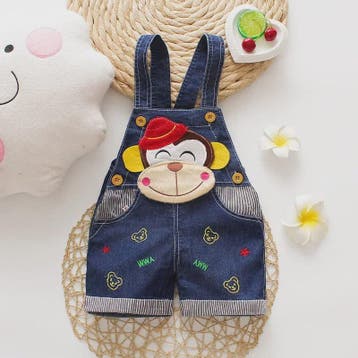 Schattige Denim Tuinbroek Shorts met Cartoon Print voor Kind, Verzenden, Nieuw