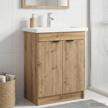 vidaXL Badkamer onder wastafel kast Artisanaal eiken 56 x, Verzenden, Nieuw