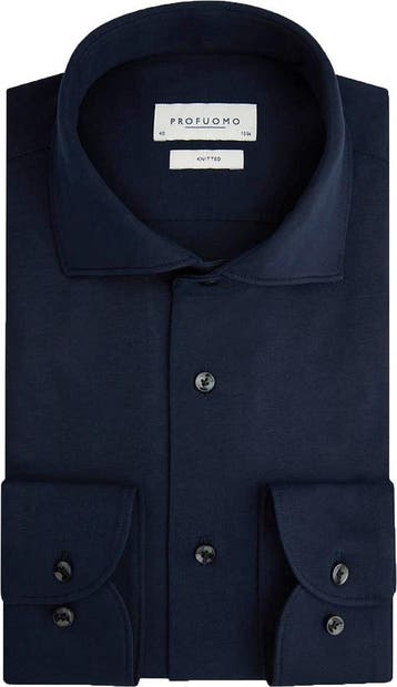 Profuomo Knitted Overhemd Navy maat 45 Heren, Verzenden, Nieuw, Blauw, Profuomo
