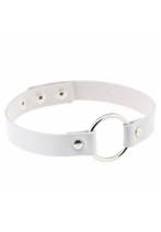 Choker Wit Ring Pu Leer Collar Ketting Halsband Sexy, Kunststof, Verstelbaar, Wit, Nieuw
