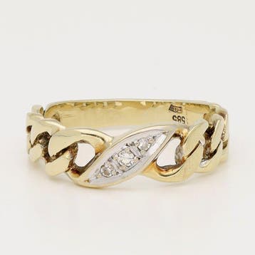 Ring - 14 karaat Geel goud - Diamant, Nieuw