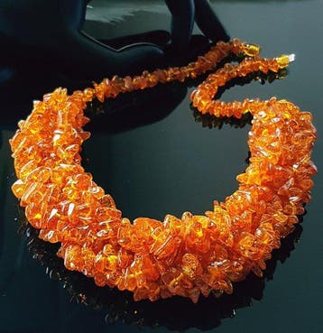 Amber Halsketting - Antiek Vintage Massieve Echte Amber