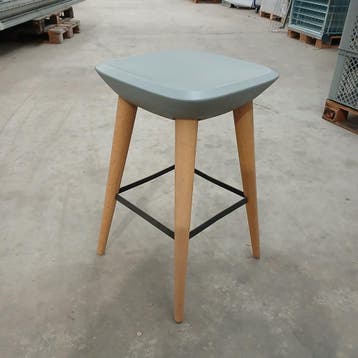 Barkruk, 66,5 cm hoog, zitvlak 40x40 cm, bruin/lichtblauw, Ophalen of Verzenden, Gebruikt