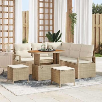 vidaXL Tuinbankenset 8 st Beige poly rattan, Verzenden, Nieuw, 8 zitplaatsen