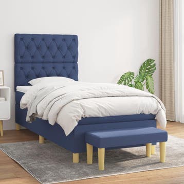 vidaXL Boxspring met matras stof blauw 80x200 cm, Eenpersoons, Nieuw, 80 cm, 200 cm