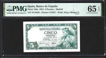 Spanje. - 5 Pesetas - 1954 - Without Serial Letter - Pick
