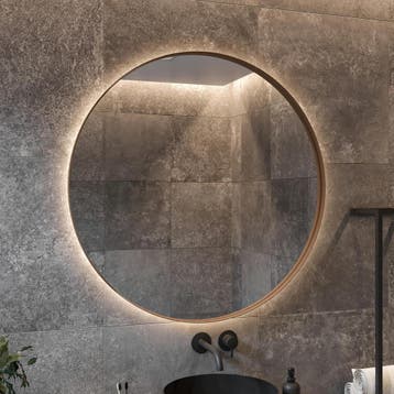Spiegel AquaSplash Star Rond met LED 40 cm Koper Rose, Huis en Inrichting, Ophalen of Verzenden, Nieuw