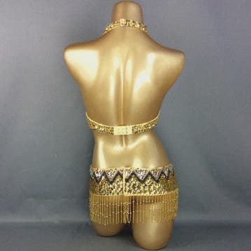 Dames Buikdans Set: Luxe Beaded Bh & Heupsjaal met Franjes, Verzenden, Nieuw