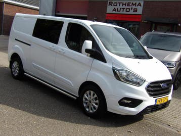 Ford Transit Custom 2.0 TDCI 130PK 2022 L2H1 LIMITED DC MARG, Gebruikt, Euro 6, Wit, Dealer onderhouden
