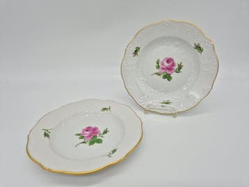Meissen, 2 Teller Rote Rose, Form Gotzkowsky, 1. Wahl - Bord
