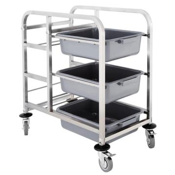 Afruimwagen | RVS | 3 Niveaus (Afruimbakken) + 2 Niveaus, Verzenden, Nieuw in verpakking