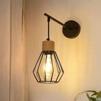 Industriële Wandlamp Metaal en Hout E27, Verzenden, Nieuw