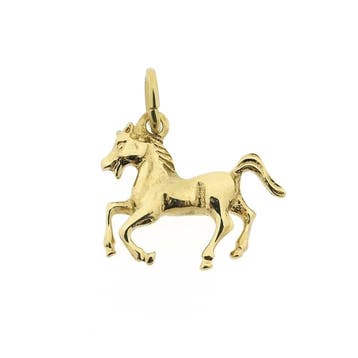 Gouden hanger van een paard (Hanger of bedel), Ophalen of Verzenden, Gebruikt, Goud, Overige merken