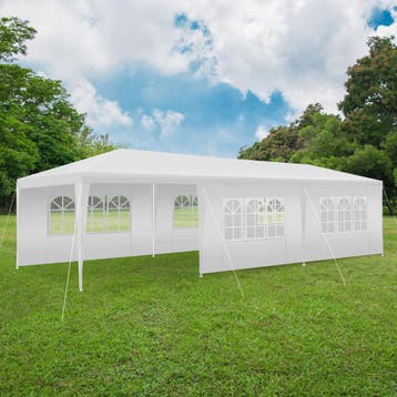 Paviljoen Miramas met 8 zijpanelen, waterdicht, 9x3m - wit, Tuin en Terras, Partytenten, Verzenden, Nieuw