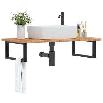vidaXL Badkamer wandschap staal en massief eikenhout, Verzenden, Nieuw