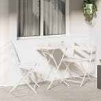 vidaXL Tuin Bistro Set 3 pcs Wit Staal, Verzenden, Nieuw, Rvs, 3 zitplaatsen