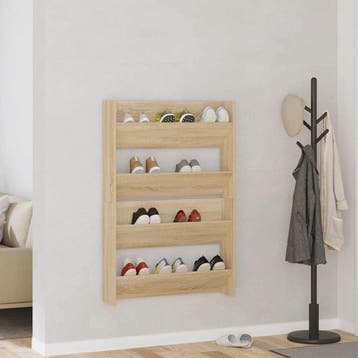 vidaXL Wandschoenenkasten 2 st 80x18x60 cm spaanplaat sonoma, Verzenden, Nieuw