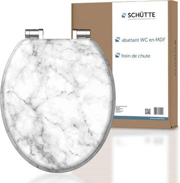 SCHÜTTE MARMOR toiletbril hout softclose marmerlook, Doe-het-zelf en Verbouw, Verzenden, Nieuw