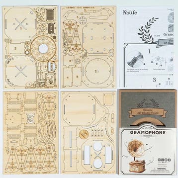 Robotime Grammafoon 3D Houten Puzzel DIY Modelbouw Knutselen, Verzenden, Nieuw