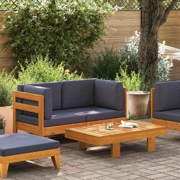 vidaXL 2-delige Loungeset met donkergrijze kussens, Tuin en Terras, Verzenden, Nieuw, Hardhout, Loungeset