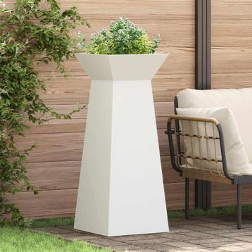 vidaXL Pilaar Plantenbak Wit 40 x 40 x 100 cm Koudgewalst, Verzenden, Minder dan 60 cm, Nieuw, Metaal
