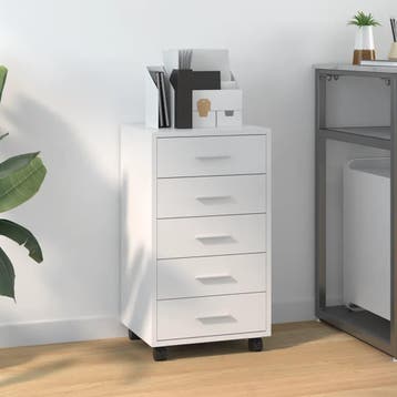vidaXL Ladekast met wieltjes bewerkt hout hoogglans wit, Huis en Inrichting, Kasten | Overige, Verzenden, Nieuw