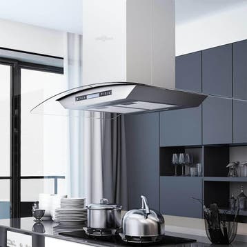 vidaXL Eilandafzuigkap LCD-scherm sensor 756 m³/u LED 90 cm, Verzenden, Nieuw