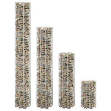 vidaXL Gabion plantenbakken 4 st rond verhoogd, Verzenden, Minder dan 60 cm, Nieuw, Metaal