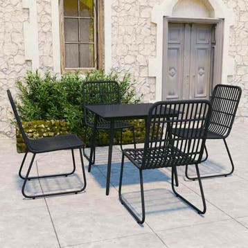 vidaXL 5-delige Tuinset poly rattan en glas, Verzenden, Nieuw, 4 zitplaatsen, Tuinset