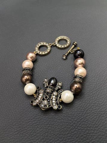 Heidi Daus - Metaal, parel - Schakelarmband - Parel bij gesp