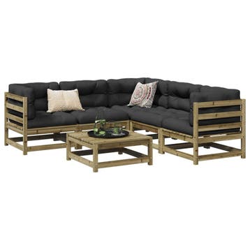 vidaXL 6-delige Loungeset geïmpregneerd grenenhout, Verzenden, Nieuw, Loungeset