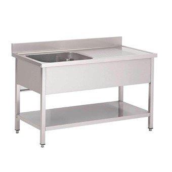RVS spoeltafel met onderblad | spoelbak links | 160x70x85 cm, Verzenden, Nieuw in verpakking