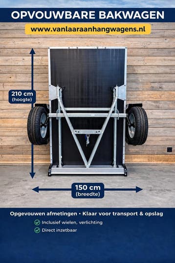 Opvouwbare Inklapbare Kiepbare Ruimtebesparende Aanhangwagen, Ophalen of Verzenden, Nieuw