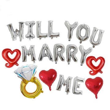 19-delige ballonnen set Will You Marry Me goud met rood, Ophalen of Verzenden, Nieuw, Versiering, Valentijn of Romantisch