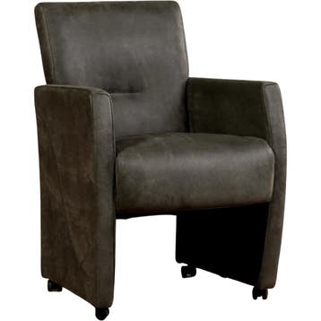 Set van 8 Leren eetkamerstoelen Pleasure - Kenia Antracite, Huis en Inrichting, Stoelen, Ophalen of Verzenden, Nieuw, Leer