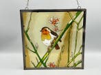 Glas-in-loodraam - 1980-1990 - Roodborstje op tak