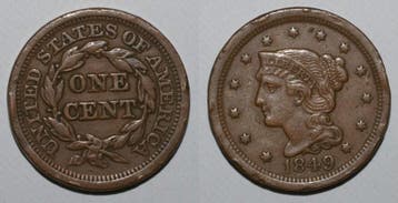 Etats-unis Vereinigte Staaten Km 67 1 Cent 1849 Braided Hair, Postzegels en Munten, Verzenden
