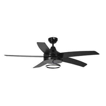 Plafondventilator zwart 132cm incl. LED met, Verzenden, Nieuw, Modern