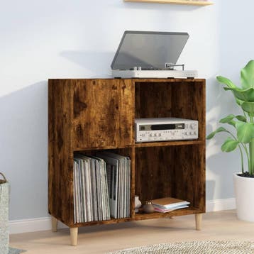 vidaXL Platenkast 84,5x38x89 cm bewerkt hout gerookt, Verzenden, Nieuw