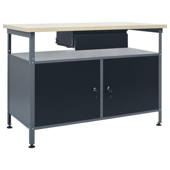 vidaXL Werkbank 120x60x85 cm staal zwart, Doe-het-zelf en Verbouw, Werkbanken, Nieuw, Verzenden