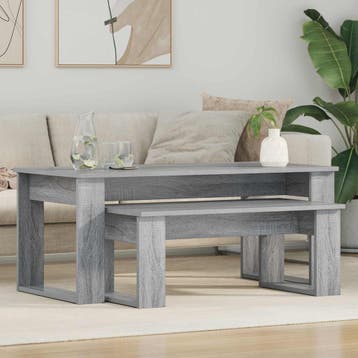 vidaXL Koffietafel Set 2 st Grijs Sonoma 100 x 50 x 42 cm, Verzenden, Nieuw, Overige houtsoorten, 50 tot 100 cm