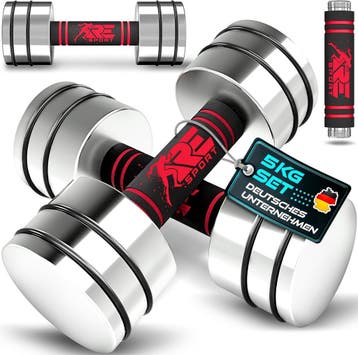 Dumbells set - Gewichten set - Halterset - Gietijzer - 2x5 k, Verzenden, Zo goed als nieuw