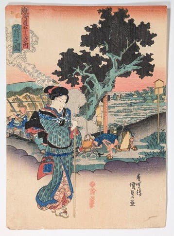 Utagawa Kunisada • Bijin Tkaid • Uitzicht op Fukuroi •