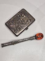 Sigarettenhouder (2) - .800 zilver - Sigarettenkoker; Amber, Nieuw