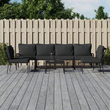 vidaXL 7-delige Loungeset met kussens staal grijs, Verzenden, Nieuw, Rvs, Loungeset