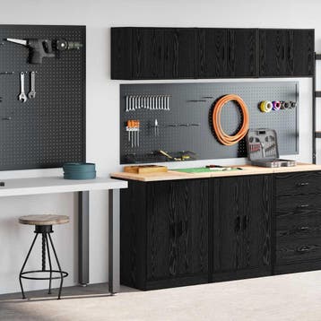 vidaXL Garagekasten 2 st spaanplaat zwart, Verzenden, Nieuw