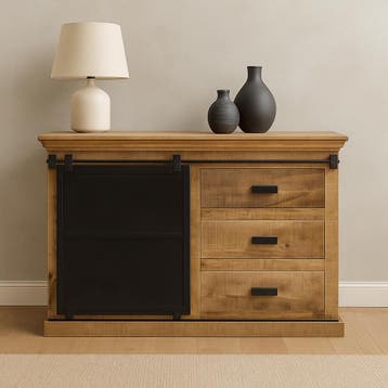 Dressoir Mangohout Milan 120 cm, Verzenden, Nieuw, Overige houtsoorten, Industriële meubels