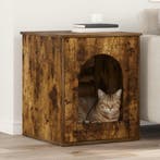 vidaXL Kattenhuis Gerookt eiken 53 x 52 x 62 cm Bewerkt hout, Dieren en Toebehoren, Katten-accessoires, Verzenden, Nieuw
