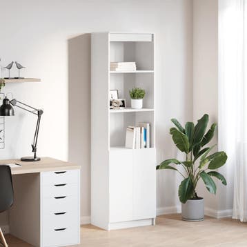 vidaXL Highboard 50x35x180 cm spaanplaat wit, Minder dan 50 cm, Verzenden, Nieuw, Minder dan 100 cm