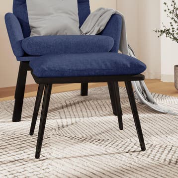 vidaXL Voetenbank 45x29,5x35 cm stof en kunstleer blauw, Huis en Inrichting, Banken | Voetenbanken en Poefen, Verzenden, Nieuw